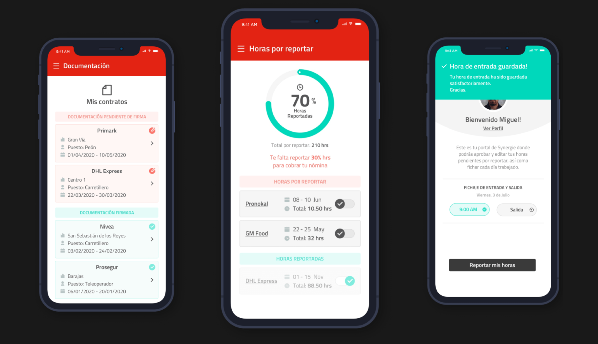 Synergie app screenshots